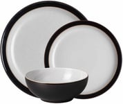 Denby - Elements Black Dinner Set For 4 - 12 Piece Ceramic Tableware Set - Safe