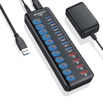 Hub USB 3.0 Multiport 5V/4A alimenté avec Interrupteur Rallonge USB Multiprise Multi USB hub hdmi USB c Adaptateur Dock USB c Prise USB Multiple (11 Ports)