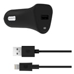 GRIFFIN POWERJOLT UNIVERSAL USB-A 12W CAR CHARGER WITH USB-A TO LIGHTNING CABLE 