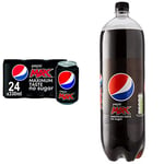 Pepsi Max No Sugar Cans, 24x330ml & Max No Sugar Bottle, 2L