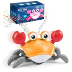 Adeokay Crabe Qui Marche Bebe Cadeau Enfant 1 2 Ans, Jouet Bebe 1 2 an Garcon Fille 1 2 Ans Jouets D'éveil Musicaux Jeu Jouet Bebe 3-6-12 Mois Idée Cadeau Bébé 1 an Anniversaire(Orange)