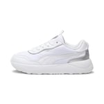 PUMA Femme Runtamed Plateforme Pop Up Métallique Basket, Blanc Mat Argent Silver, 41 EU