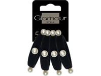 Glamor Glamor_ Black Hair Elastics With Pearls 4 Pcs