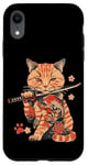 Coque pour iPhone XR Chat Samouraï Japonais Ninja Yakuza Tatouage