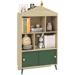 AIYAPLAY Bibliothèque Enfant Rangement Livre Enfant étagère Chambre Enfant Meuble de Rangement pour Jouets avec 4 niches, Placard pour Salle de Jeux, Chambre d'enfant, Salon - 80 x 30 x 140,5 cm Vert