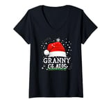 Womens Granny Claus Funny Family Christmas Pjs Grandma Grandmother V-Neck T-Shirt