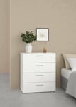 Dmora - Commode Valerie, Commode Polyvalente, Commode de Chambre, Meuble avec tiroirs, 70x40 h82 cm, Blanc