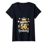 Womens Happy 56Th Birthday Idea For 56 Years Old Man And Woman V-Neck T-Shirt