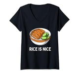 Womens Cool Rice Design For Men Women White Food Cooker Rice Lover V-Neck T-Shirt