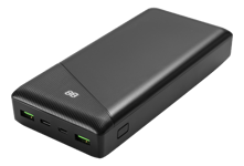 Kraftfull Powerbank 30000mAh SNABBladdning 18W - USB-A / USB-C Svart