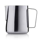 Barista & Co Core Alloy Steel Milk Jug - Portable Milk Frothing Jug for Coffee Machine with Internal Measuring Marks for Coffee Art Making, as Latte, Cappuccino (Black, 600 ml.)