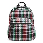 Vera Bradley Women's Campus Backpack, Bookbag, Ribbons Plaid-Recycled Cotton, One Size