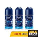 Nivea Men Fresh Active Infini-Fresh Roll-On Deodorant Antibacterial 50ml 3-Pack