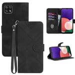 GOTOURED for Samsung A22 Phone Case,A22 5G Wallet Case Card Holder,Leather Kickstand Flip Cases Cover,Wrist Strap,Magnetic Closure,Shockproof Protective for Galaxy A22 5G (Black)