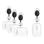 Vicloon Porte Badge, 4Pcs Porte-clés Retractable Porte-Cartes en PC Plastique dur, Vertical et Horizontal, Porte Badge Enrouleur Pour Carte d'identité, carte bancaire, clé, carte de bus