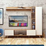 Cotecosy - Ensemble meuble tv mural L170cm Polmao Chêne et Blanc - Blanc / Chêne