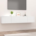 The Living Store - Meubles tv 2 pcs Blanc 80x30x30 cm Bois d'ingénierie Blanc