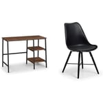 Julian Bowen Set of Tribeca Walnut Desk & Kari Black Chair