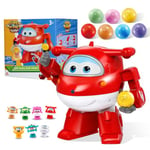 Super Wings Jouet Lucky Ball Jett, 20,5 cm, 7 Lucky Ball 2-en-1 transformateur-Jouet, avec 3 Jeux d'autocollants DIY, Avions et Robots Jouets pour Enfants garçons et Filles de 3 Ans et Plus