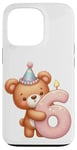 Coque pour iPhone 13 Pro Ours en peluche marron pour 6ème anniversaire