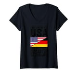 Womens I may life in the USA but my story began in germany German V-Neck T-Shirt