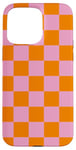 iPhone 15 Pro Max Pink and Orange Checkered Checkerboard Square Pattern Case