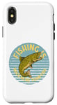 Coque pour iPhone X/XS Pêche sautant poisson pêche à la ligne art saut truite pêche