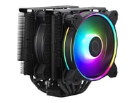 Cooler Master Hyper 622 Halo Black Refroidisseur CPU - Ventirad Double Tour, 6 Caloducs à Contact Direct, 2 x Ventilateurs Halo2, Finition Aluminium Noir, Auto Détection ARGB, Brackets LGA1700 & AM5