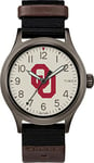 Timex Men's Collegiate Clutch 40mm Watch – Alabama Crimson Tide with Black Fabric & Brown Leather Strap, Oklahoma Sooners