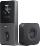 2K Video Doorbell, Sonnette extérieure sans Fil avec caméra IP65 Weatherproof, détection de Mouvement, Vision Nocturne, Audio bidirectionnel, Fonctionne avec Alexa, Black