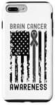 Coque pour iPhone 7 Plus/8 Plus Ruban gris pour la sensibilisation au cancer du cerveau - Drapeau américain