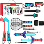 12 En 1 Accessoires Pour Jeux Switch Sport 2022 Compatible Avec Nintendo Switch Oled - Raquettes De Tennis, ¿¿P¿¿E Chambara, Clubs De Golf, Bracelet Just Dance Et Dragonne De Football, ¿¿Tui Joy-Con