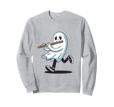 Boo Ghost Playing Flute Musical Instrument Flute Music Sweatshirt