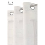 Rideaudiscount - Voilage Grande Largeur 280 x 180 cm à 14 Oeillets Effet Lin Fines Rayures Horizontales Dorées Blanc