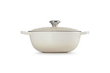 Le Creuset Signature Enamelled Cast Iron La Marmite Casserole Dish With Lid, 26 cm, 4.1 Litres, Meringue, 21114267160430