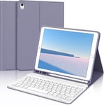 Clavier Italien Pour Ipad 9 Génération - Étui Clavier Pour Ipad 10.2 2021 Avec Clavier Amovible Et Porte-Stylo, Étui Avec Clavier Pour Ipad 9/8a/7a, Ipad Pro 10.5, Ipad Air 3, Violet