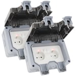 Greate 2X Double Interupteur Electrique Exterieure Verrouillable Et Étanche - Ip66 Protection - Multi Prise Exterieure Étanche Double Multiprise Etanche Exterieur, Multiprise Éta[MUL212843]