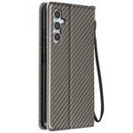 Case for Samsung Galaxy A34 5G Carbon Fiber Effect Wallet Video Support Silver