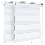 VOUNOT 2 Pack Day&Night Zebra/Vision Window Double Roller Blinds White 100x150cm