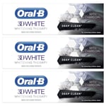 3 x Oral-B 3D Whitening Therapy with Charcoal Toothpaste Deep Clean 75ml