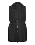 PIECES Pcjasmin SL Long Gilet Mm matelassé, Noir, S Femme