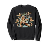 Ginjas fighting Gingerbread Men Ninjas Cookie crew Christmas Sweatshirt