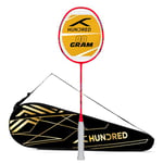 HUNDRED Powertek 2000 Pro Graphite Strung Badminton Racket with Full Racket Cover (Red) | for Intermediate Players | Weight: 90 Grams | Maximum String Tension - 22-24lbs