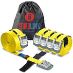 STURDLINK Lot de 6 Petites Sangles de Serrage 25mm 250kg avec Boucle à Griffe et Bande Auto-agrippante 2m + Sac, pour Fixation sur Porte Velo, Barres de Toit, Anneaux Ancrage de Coffre Auto, Bagages