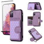 Asuwish Phone Case for Samsung Galaxy S20 FE 5G 6.5 inch Wallet Cover with Tempered Glass Screen Protector Crossbody Strap Card Holder Cell S 20 EF UW S20FE5G S20FE 20S S2O Fan Edition 4G G5 Purple