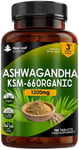 Ashwagandha KSM-66 1200mg - 180 Vegan Organic Root Extract High Strength Tablet