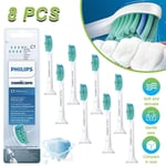 New Pack Of 8 Philips Sonicare Replacement Toothbrush Head C1 White Free Posty