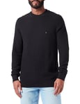 Tommy Hilfiger Men's Jumper Rectangular Structure Crew-Neck Pullover, Black (Black), S