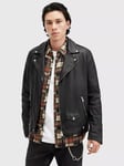 AllSaints Milo Asymmetric Zip Leather Biker Jacket, Black