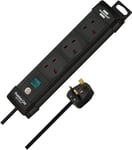Brennenstuhl Premium-Line Extension Socket 3-way black 5m H05VV-F 3G1.5 with switch - SASO *GB*